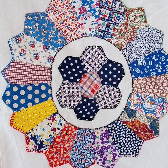 Handmade Quilt Top Vintage Made by Grandma Quilt Top Only Vintage Material - Picture 13 of 15